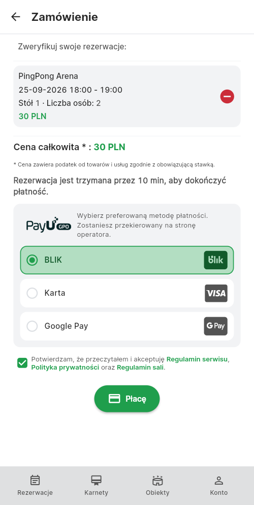 Podsumowanie zamówienia przed płatnością