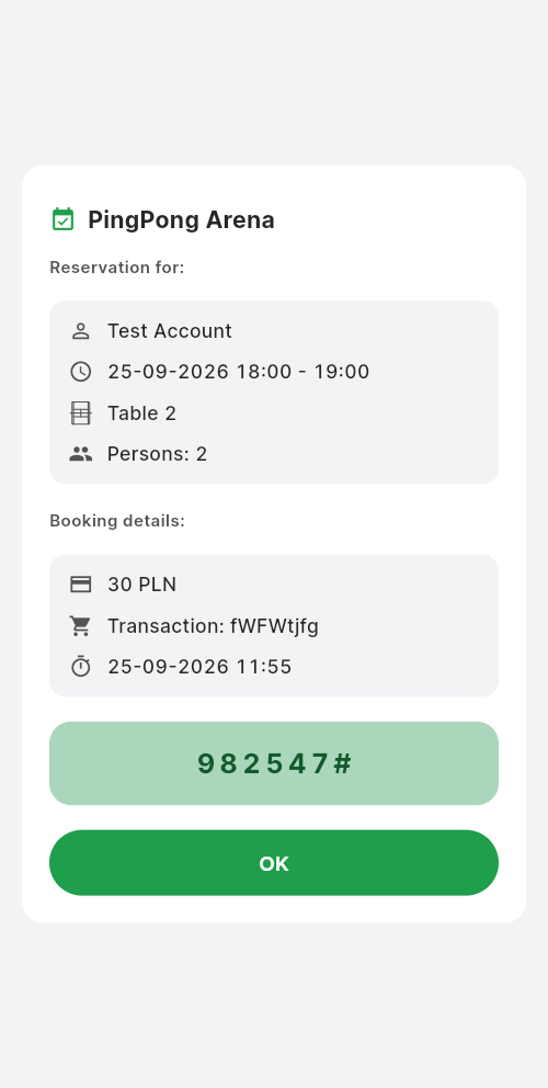 A booking with its door code and the unlock button