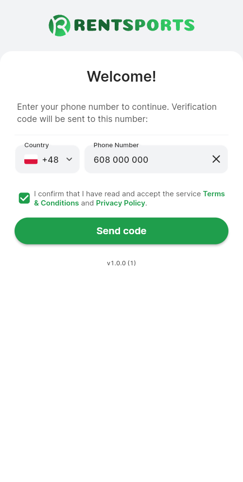 Sign-in screen with the phone number