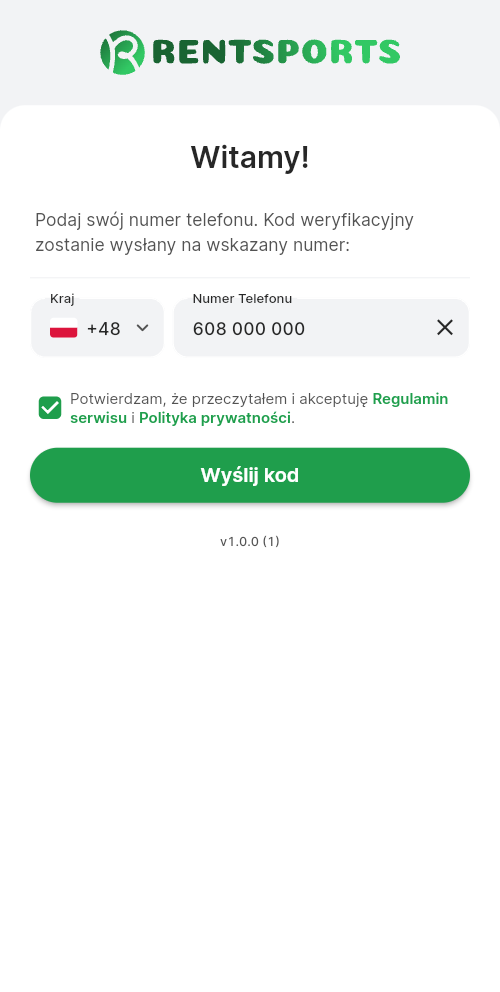 Ekran logowania z numerem telefonu