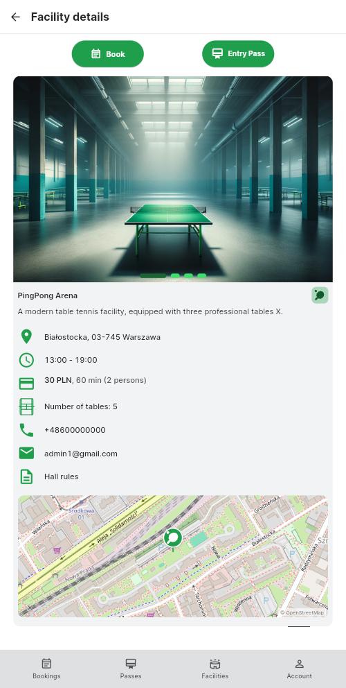 Venue details screen